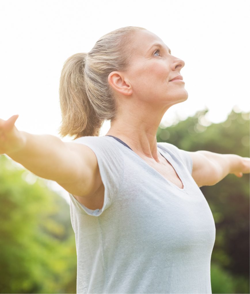 Woman doing yoga outside